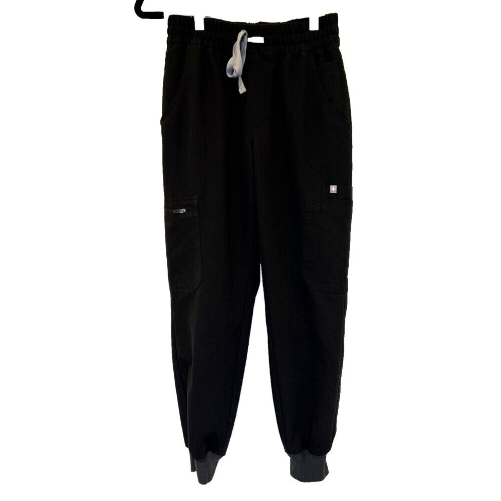 Figs Women Scrub Pants XS Black Jogger Stretch Technical Medical Drawstring